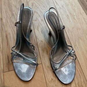 Nine West Shimmering Silver Strappy Heels